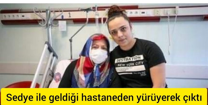 Sedye ile geldiği hastaneden yürüyerek çıktı