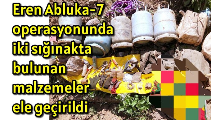 Eren Abluka-7 operasyonunda iki sığınakta bulunan malzemeler ele geçirildi