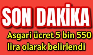 Asgari ücret 5 bin 550 lira olarak belirlendi 