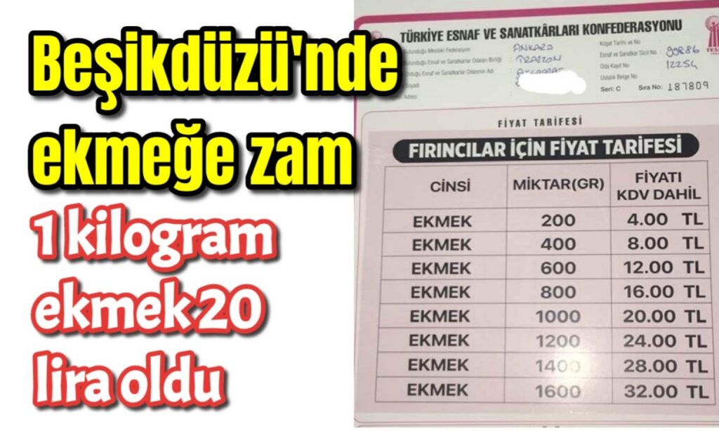 Beşikdüzü’nde ekmeğe zam