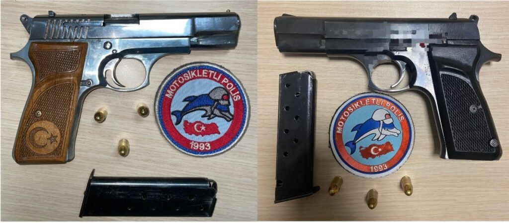 Motosikletli polis timleri ruhsatsız tabanca ve fişek ele geçirdi