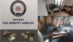 Hayrat’ta ruhsatsız tabanca torna makinesi ele geçirildi 