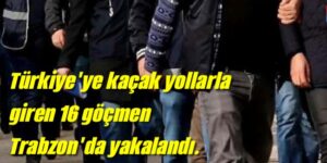 Türkiye’ye kaçak yollarla giren 16 göçmen Trabzon’da yakalandı.