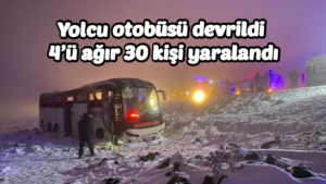 Yolcu otobüsü devrildi 4’ü ağır 30 kişi yaralandı.
