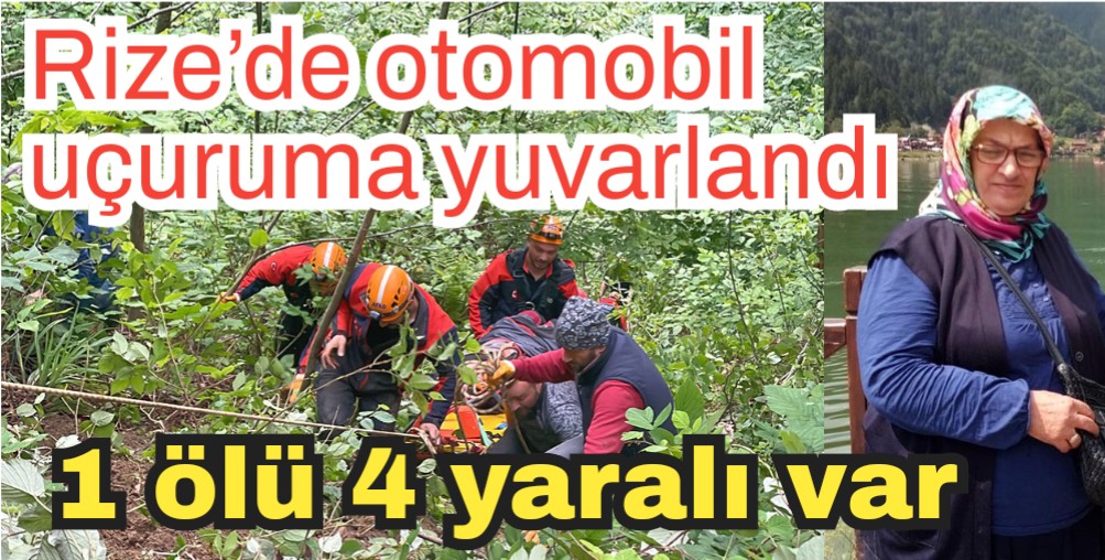 Rize’de otomobil uçuruma yuvarlandı