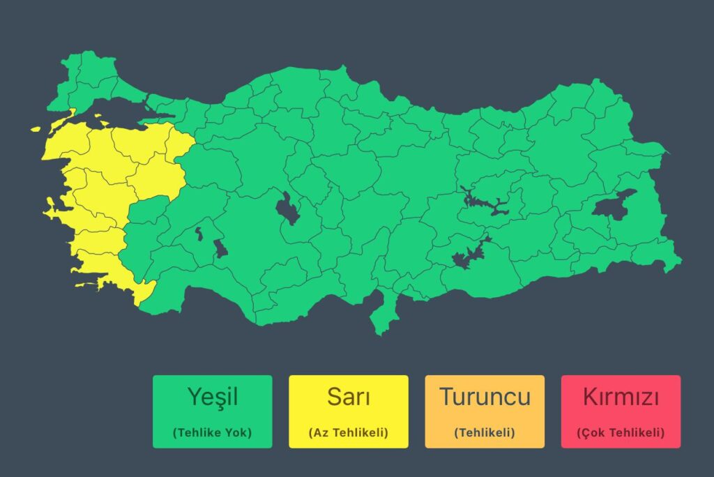 Meteorolojiden 9 ilde sarı kodlu uyarı