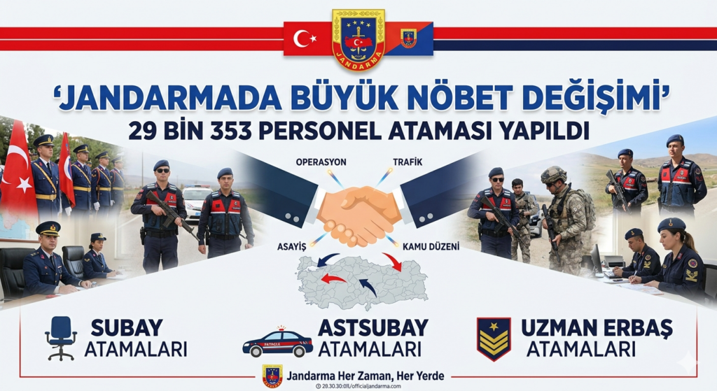 Jandarmada büyük nöbet değişimi 29 bin 353 personel ataması yapıldı