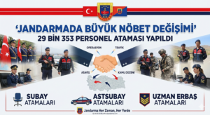 Jandarmada büyük nöbet değişimi 29 bin 353 personel ataması yapıldı