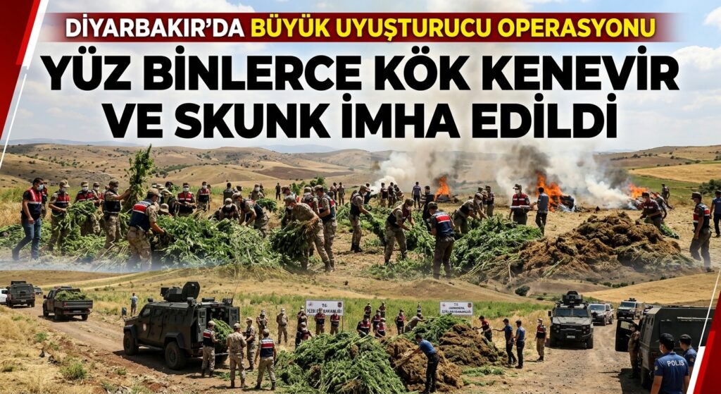 Diyarbakır’da yüz binlerce kök kenevir ve skunk imha edildi