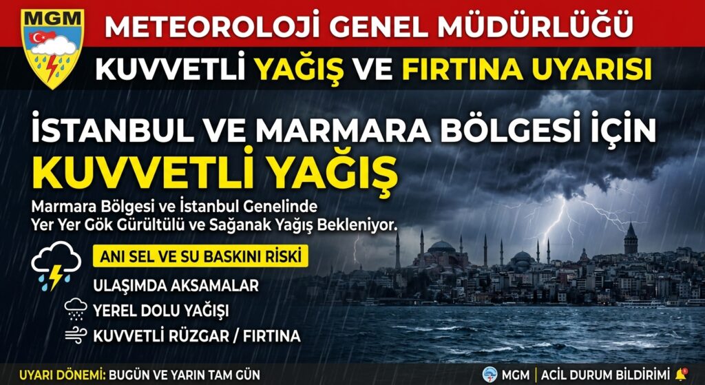 Meteoroloji’den İstanbul ve Marmara İçin kuvvetli yağış uyarısı