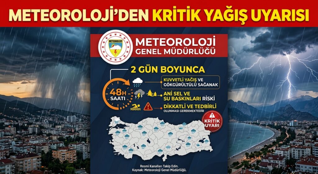 Meteoroloji’den iki gün boyunca kritik yağış uyarısı